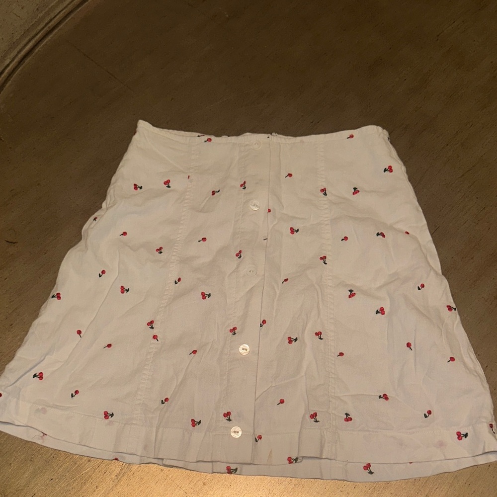 Capulet White A-Line Skirt with Red Floral Details